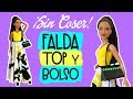 Cómo hacer ropa para Barbie sin coser. Vestido, falda y bolsos.