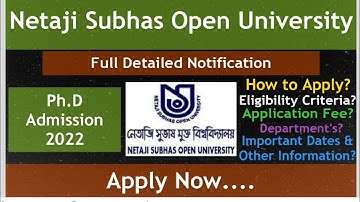 Ph.D Admission Netaji Subhas Open University 2022❗NSOU Phd Detailed Notification❗@WebofSociology❗