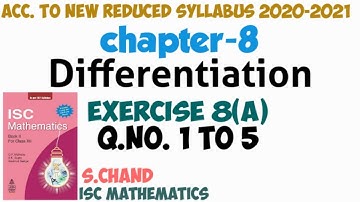 Differentiation Ex-8(a).1 | class12 | s.chand | isc