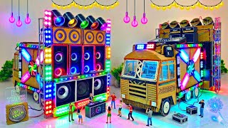 Mini DJ setup | How to make a mini cardboard DJ truck | Mini DJ setup loading | DJ vehicle