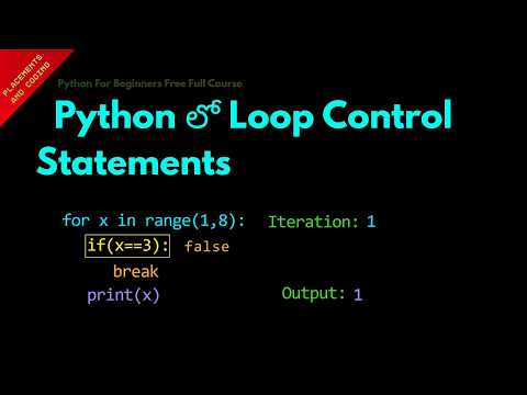 Loop Control Statement in Python || Telugu || Lesson 52 || Python For Beginners ||