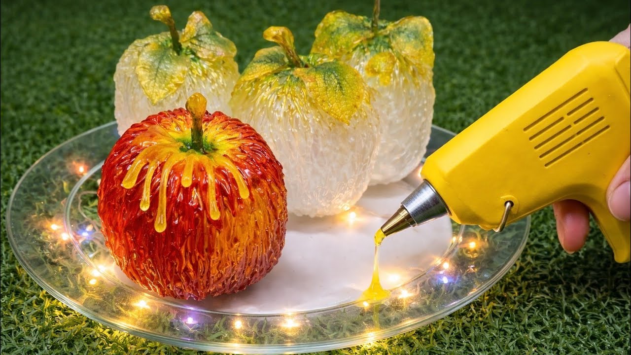Manzanas 🍎 Rojas con silicona caliente 