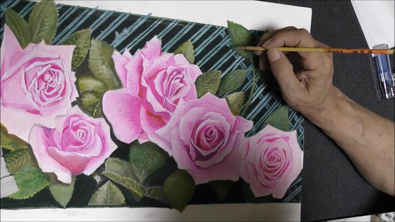 Watercolor Rose ばら 水彩画 - YouTube