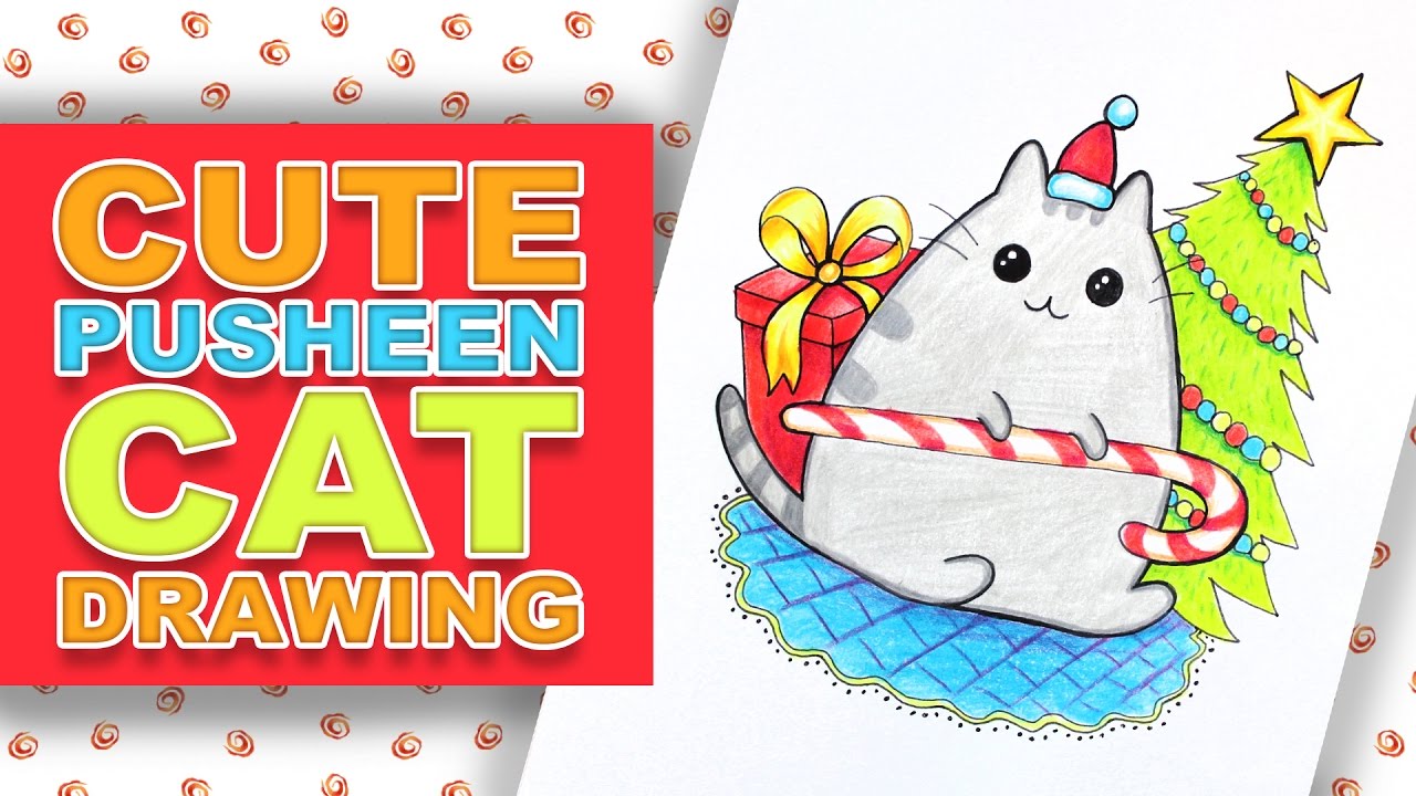 How To Draw Pusheen Cat For Christmas Youtube