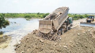 EPIC Operator!! SWAMP Landfill Foundation Structure Build New Road Over Water In Lake
