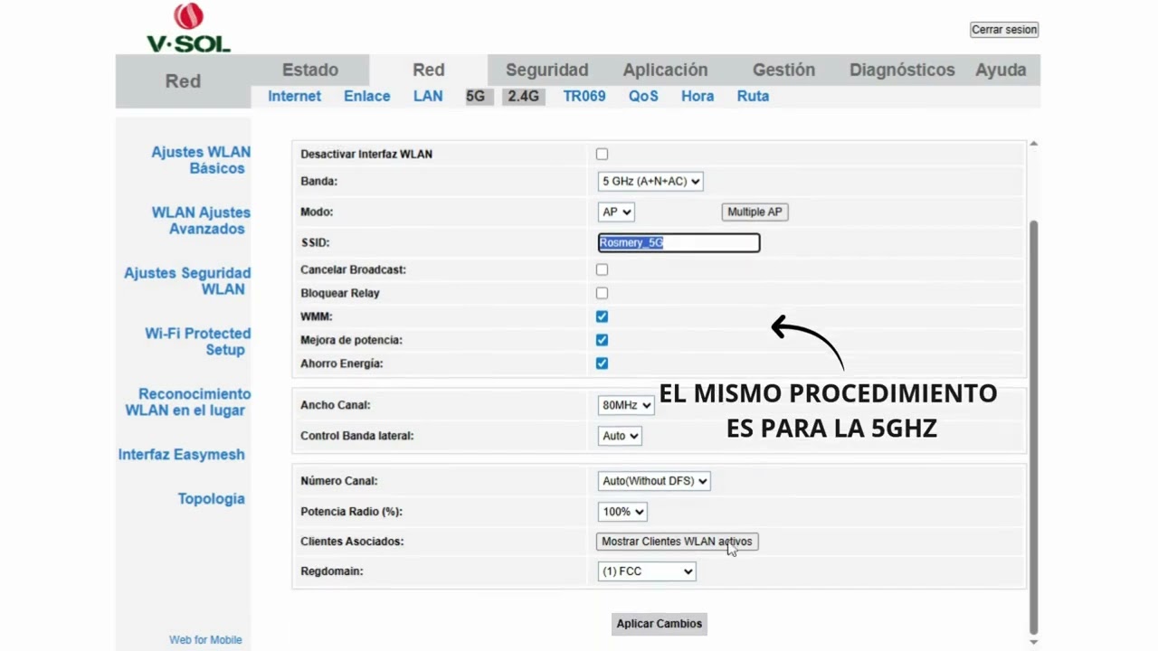 Cambio de clave router V-sol doble banda 