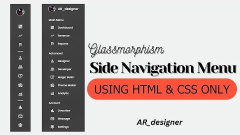 Create A Sidebar with Glassmorphism Effect in Html and Css | Sidebar in Html and Css | AR_designer