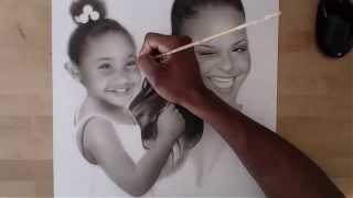 Famous Speed Drawing Portrait of Christina Milian & Violet Nash Wealth