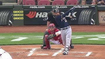 MIL@CIN: Lucroy singles in Villar to open the scoring