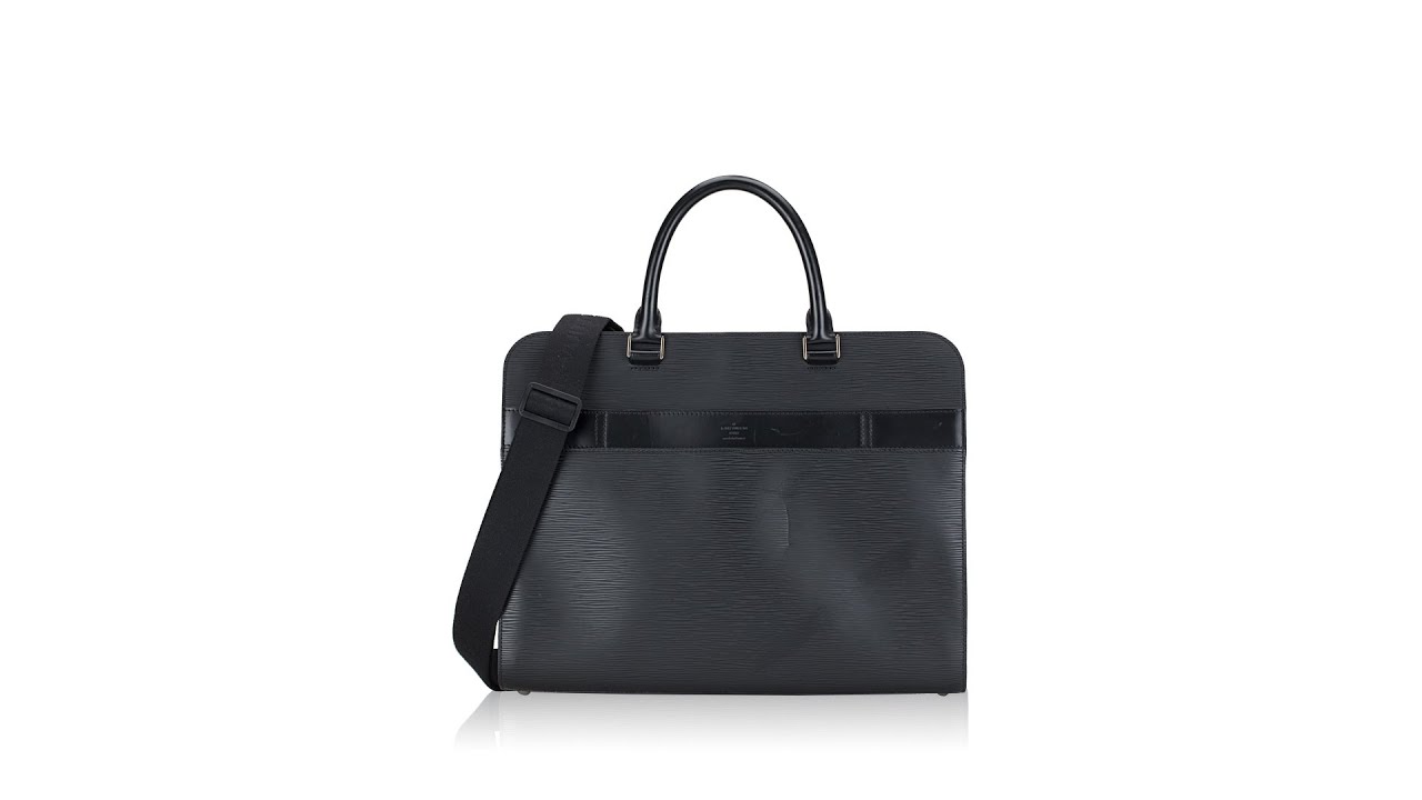 Louis Vuitton Epi Bassano Briefcase MM Black 