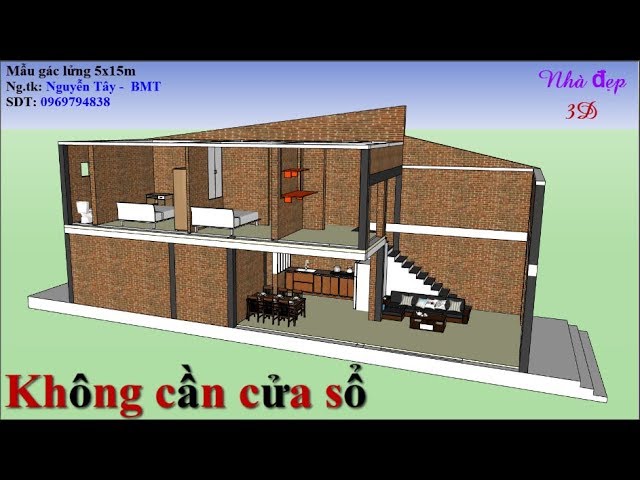 Nhà 3D | Gác Lửng 5x15 có giếng trời | phần kết cấu - YouTube