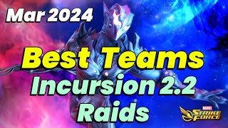 BEST INCURSION 2.2 RAID TEAMS TO BUILD NOW! WHAT TEAM LEVELS WORK! MAR 2024 | MARVEL Strike Force