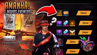 AMANHÃ!! PET FALCÃO DE GRAÇA, SKINS POR 9 DIMAS, EVENTO DO SAMURAI VOLTOU E MUITO MAIS - FREE FIRE