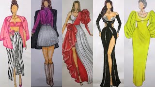 some dress designs | fashion illustration| easy design|