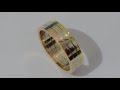 Handmade three color gold band ring 18 kt