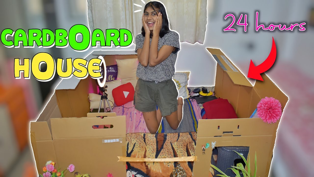 Living In Cardboard House For 24 Hours Challenge | Riya Kumawat - YouTube
