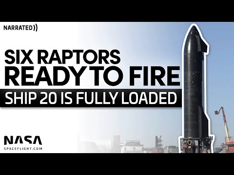 Ship 20 Readied for Static Fire Testing with Six Raptor Engines | Starship Update (Narrated)