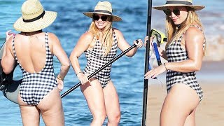 Hilary Duff showing Off Toned Figure In Stylish Swimsuit In Hawaii