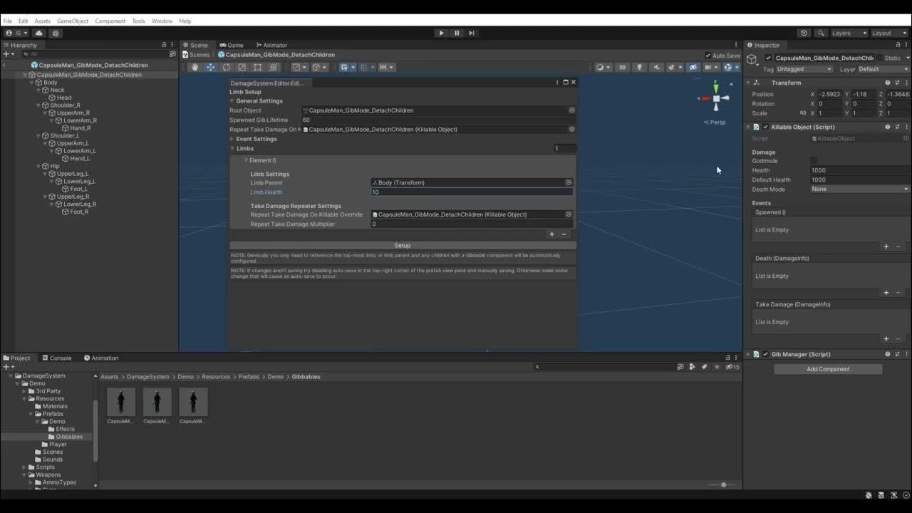 Damage System - Limb Setup Wizard - YouTube