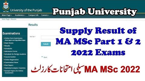 PU MA MSc 2022 Supply result | Punjab university