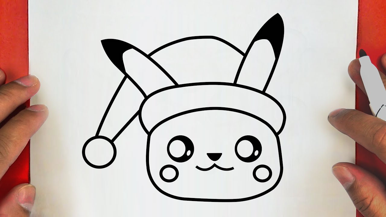 Como desenhar um pikachu fofo de natal 
