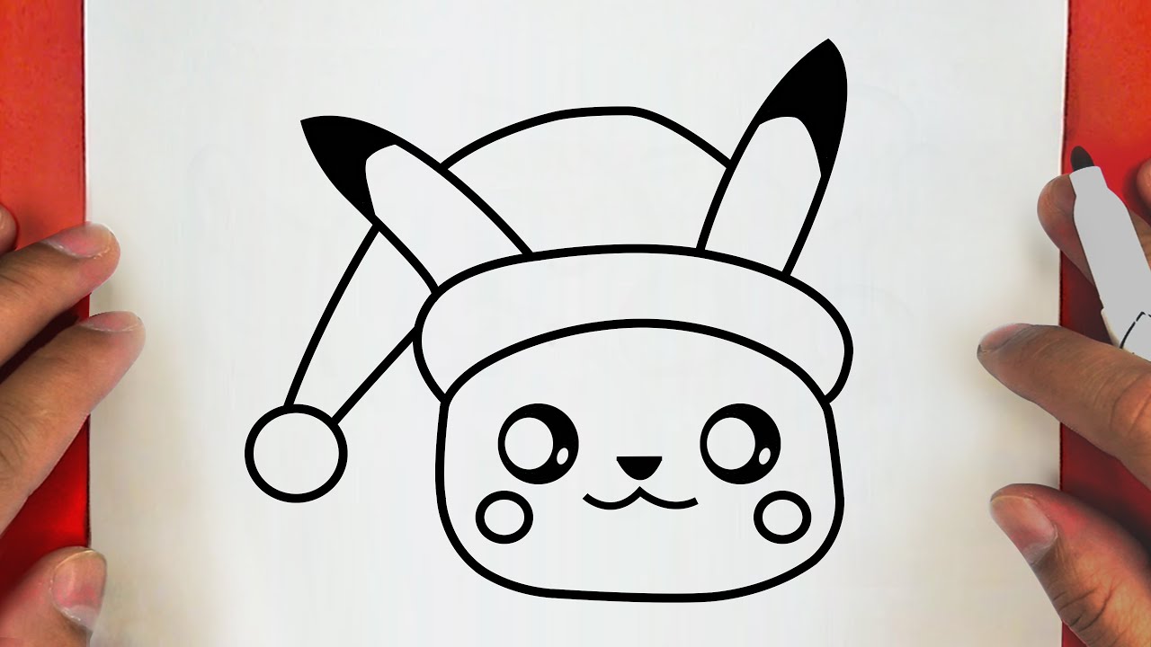 COMO DESENHAR O PIKACHU KAWAII DE NATAL 