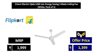 Orient Electric Ujala 1200 mm Energy Saving 3 Blade Ceiling Fan  White, Pack of 1