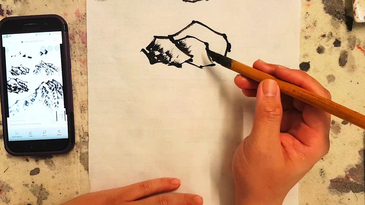 Chinese Brush Painting Tutorial Rock Basic Part 4 YouTube