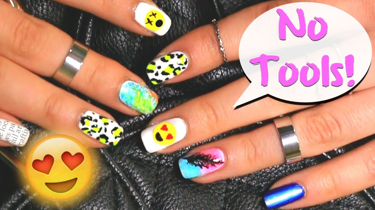 No Tools Needed 6 Easy Nail Art Designs For Beginners Youtube