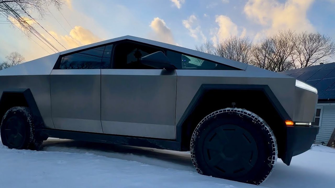 Real World Cybertruck Snow Test 2026 – Stock Tires Handle Half Foot Drifts Like a Champ!