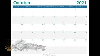 October 2021 Printable Calendar with Holidays screenshot 1