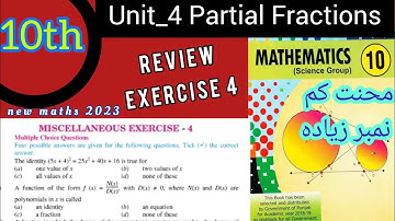 Class 10 Maths |Review Exercise-4 complete 10th Maths | Ch-4 Partial Fractions |Maths by Liaqat|