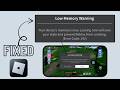 Fix Roblox Low Memory Warning (Error 292) on iPhone & iPad