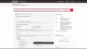 Lexis Advance Tutorial: Advanced Search Legislation Form