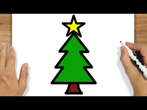 COMO DESENHAR E COLORIR UMA ÁRVORE DE NATAL