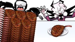1 Vs 100 Layers Food Challenge Tomahawk Steak Friday Night Funkin Mukbang Animation