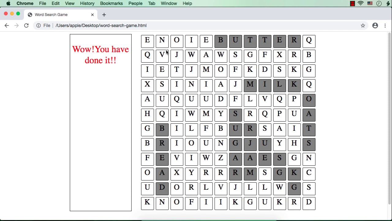 Word Search Game using jQuery: Part 1 - YouTube