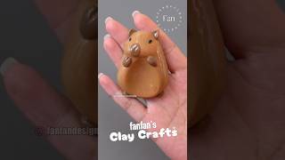 How to make a cute capybara worry stone  with polymer clay craft art #handmade #diy #craft #clay