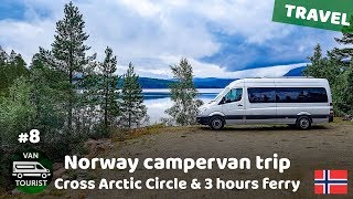 Crossing Arctic Circle. Lakes &amp; ferry to Lofoten islands. Norway self-made campervan trip #8