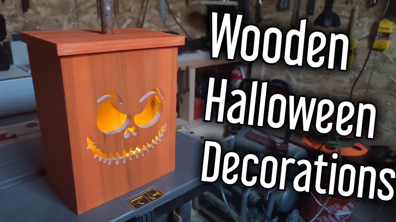 DIY Halloween lantern or Decorations AKA Wooden Jack O Lantern - YouTube