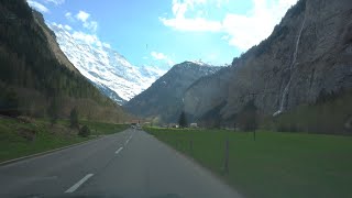 A scenic drive to the beautiful mountain walls of Lauterbrunnen, Switzerland 🇨🇭