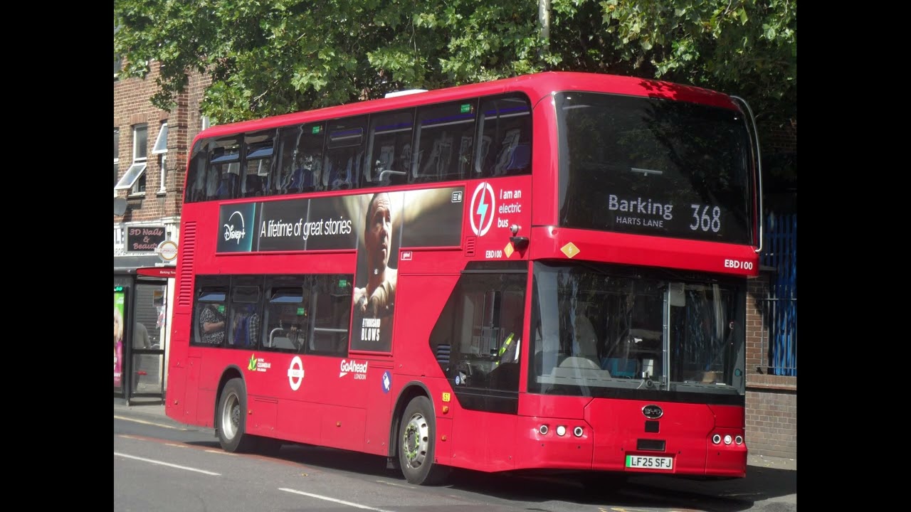 Brand NEW BYD eBus BD11 Go Ahead London EBD100 LF25SFJ on a Route 368 Leaving at Barking Town Centre