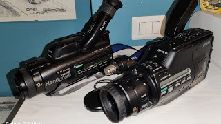 Borsa Posso contenente due videocamere @SonyEuro Handycam Video8 CCD-FX500E PAL e CCD-F455F HI-FI