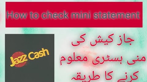 How To Check Jazz Cash Mobile Account mini statement