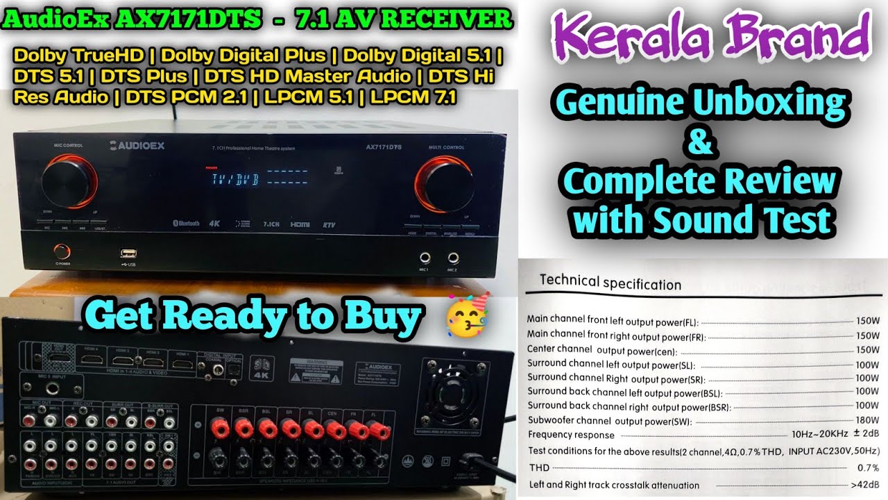 AudioEx 7.1 AV receiver Unboxing and Review Original Dolby and DTS