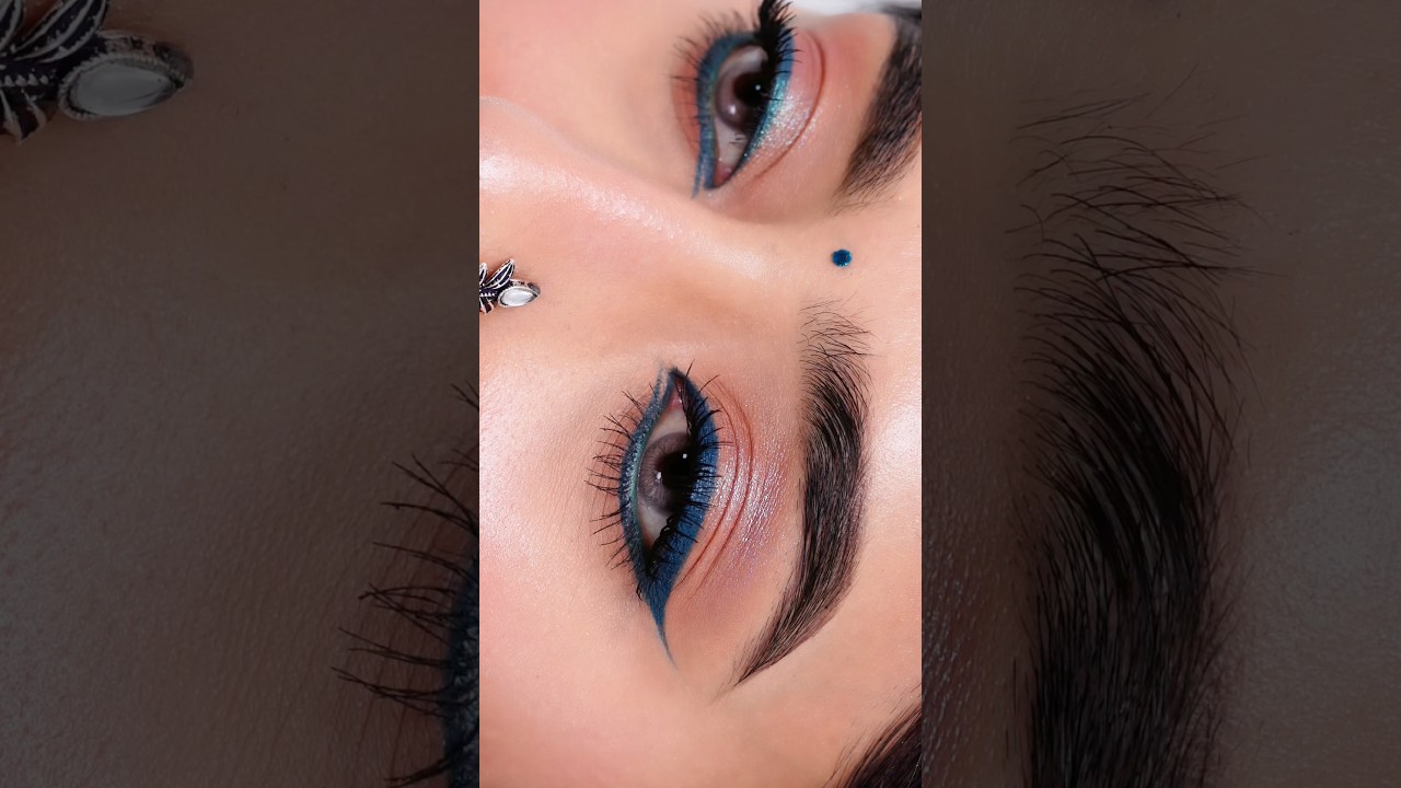 Navratri✨Day 9: Peacock Green✨ #eyemakeup #wingedeyeliner #kajal #beauty #youtubeshorts #viralshorts