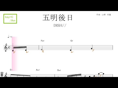 五明後日 ごあさって（DISH//）ドラマ『ザ・トラベルナース』主題歌 key=C/Am ／ドレミで歌う楽譜【コード付き】