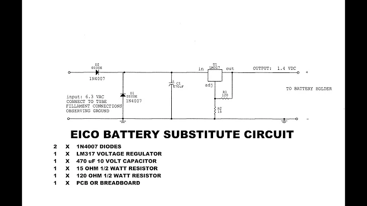 EICO VTVM BATTERY SUBSTITUTE BOARD