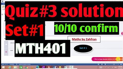MTH401 :Quiz#3 solution || 5 Set =50 objective|| set #1|| Maths by Zahfran