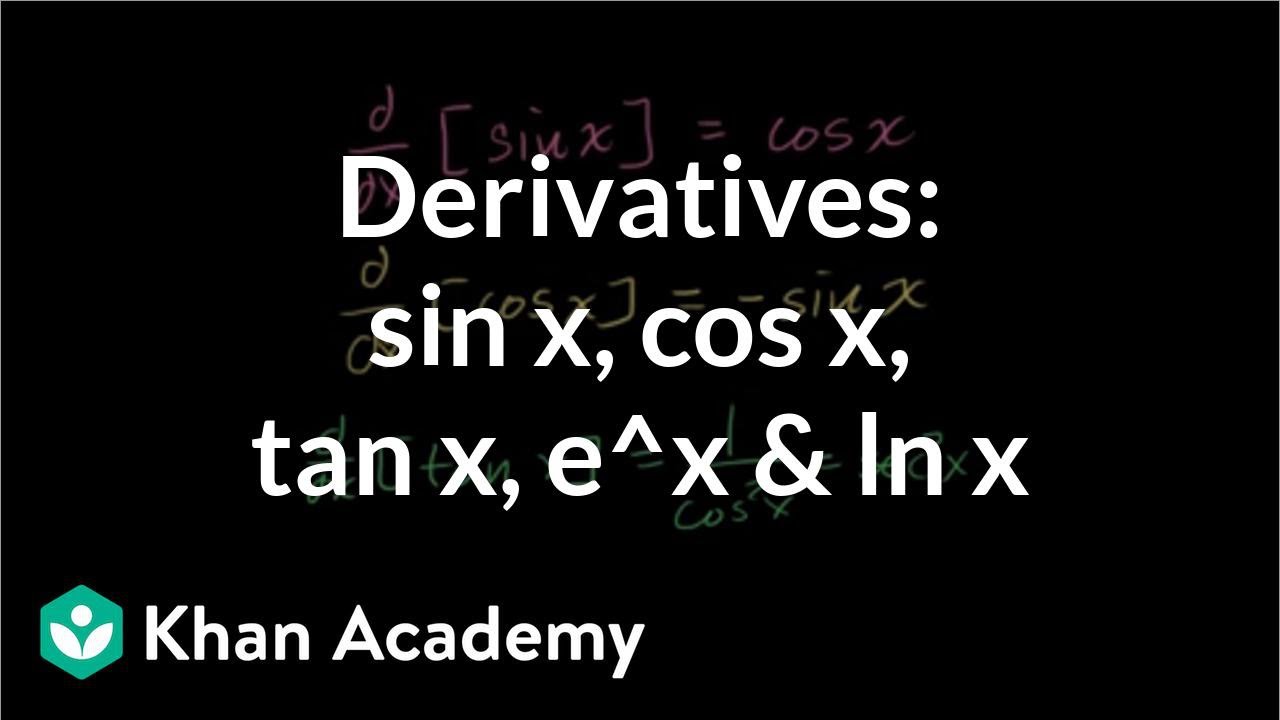 Derivatives Of Sin X Cos X Tan X Eˣ Ln X Video Khan Academy